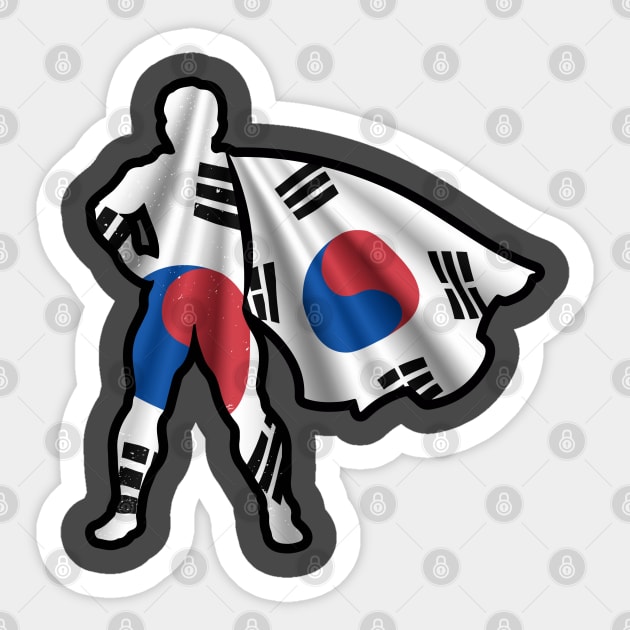 South Korean Hero Wearing Cape of South Korea Flag Hope and Peace Unite in Korea Sticker by Mochabonk